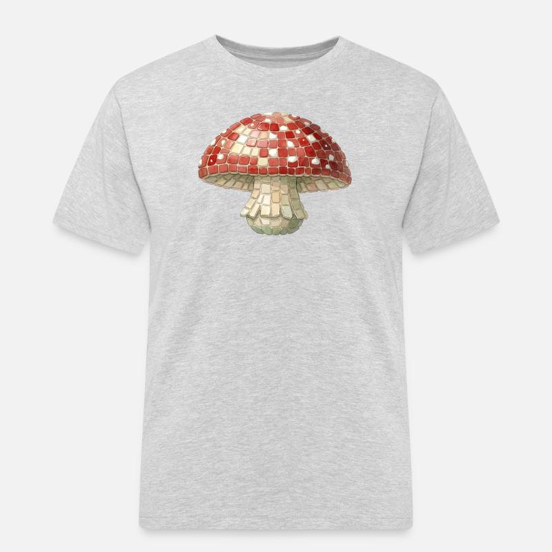 Toadstool Mosaic - Retro Forest for Mushroom Pickers - Men's Workwear T-Shirt - heather grey