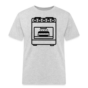 Gas stove oven with cake - Men's Workwear T-Shirt - heather grey - Front - AI Model Male 185 dark (185cm)