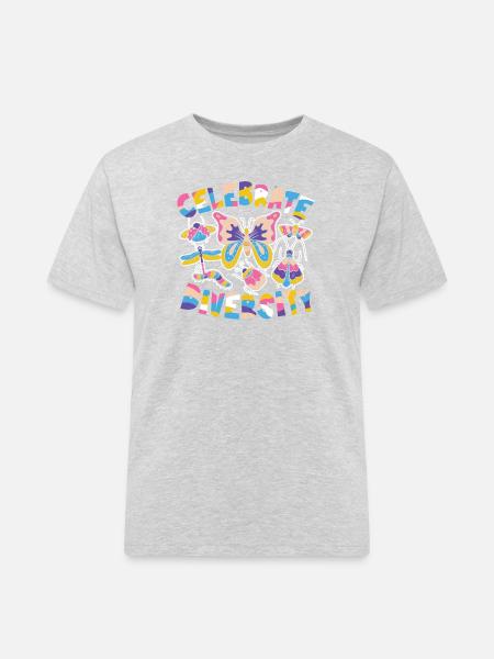 Celebrate Diversity - Männer Workwear T-Shirt - Grau meliert