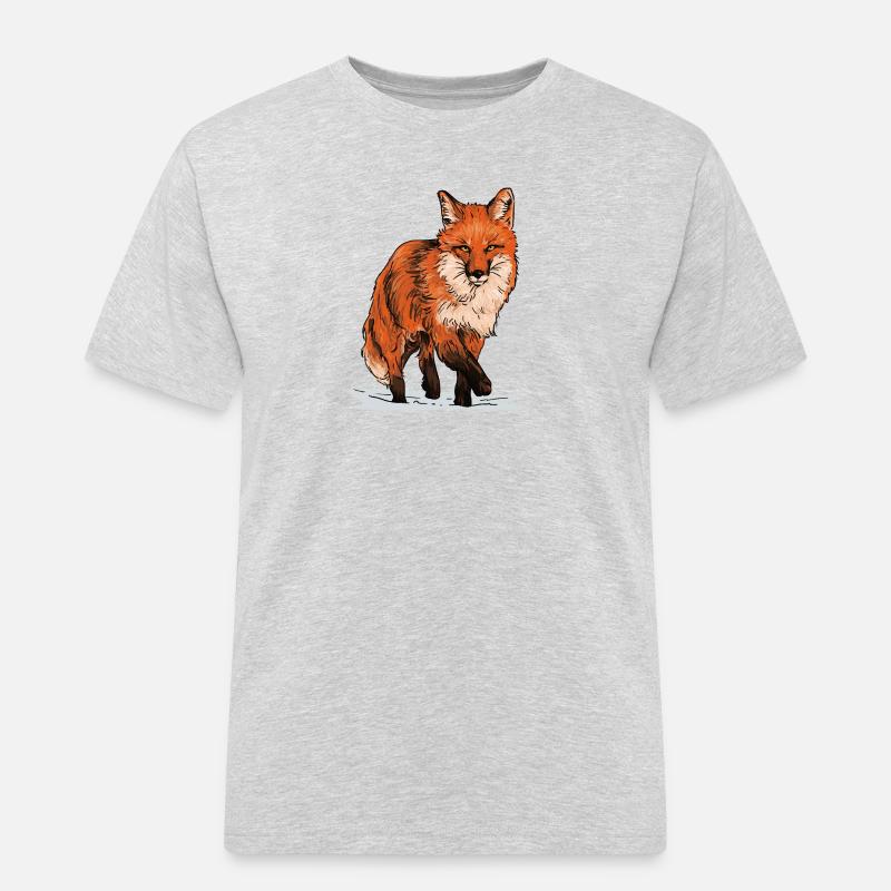 Fuchs in Wildbahn - Männer Workwear T-Shirt - Grau meliert
