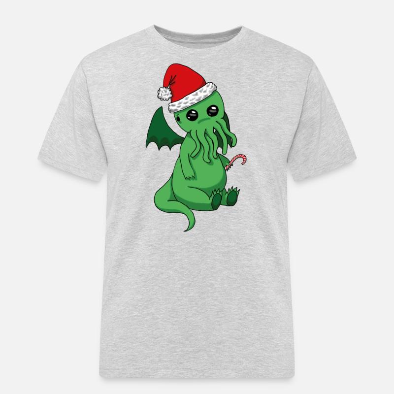 Weihnachts Cthulhu - Männer Workwear T-Shirt - Grau meliert