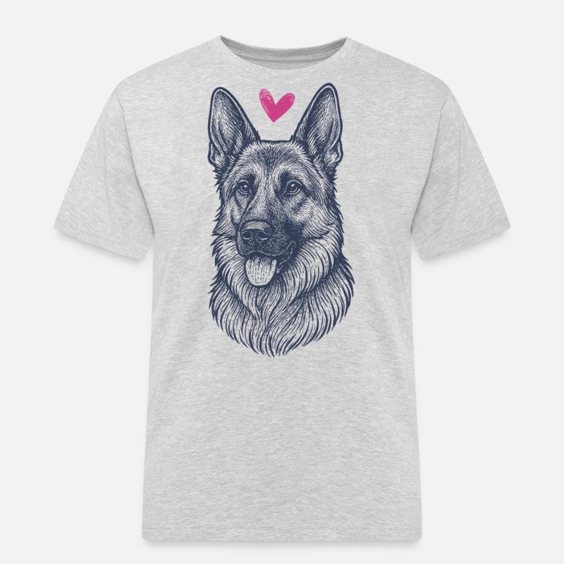 Deutscher Schäferhund – Stark, Treu & Wachsam - Männer Workwear T-Shirt - Grau meliert