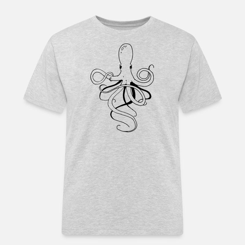 Krake - Männer Workwear T-Shirt - Grau meliert