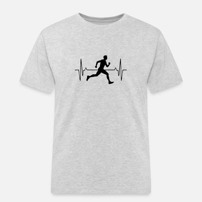 Running Marathon Mann Puls Frequenz - Männer Workwear T-Shirt - Grau meliert