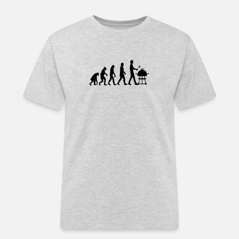 Grillen Evolution - Männer Workwear T-Shirt - Grau meliert