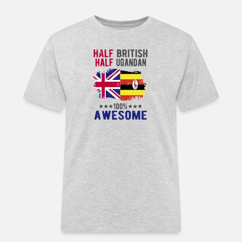 Halb Brite Halb Ugander - Männer Workwear T-Shirt - Grau meliert