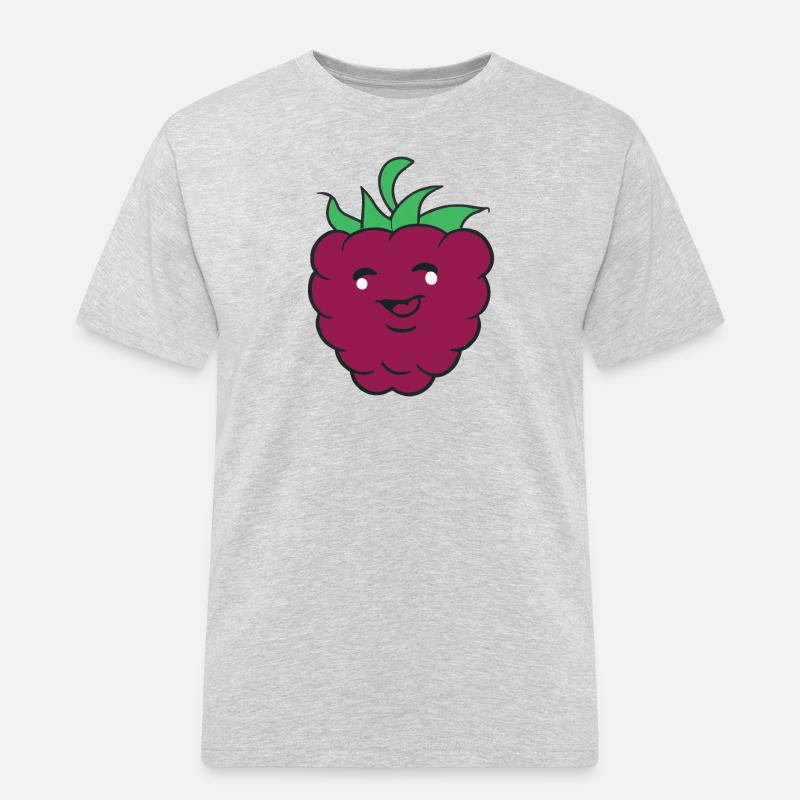 Himbeere mit Lächeln Gesicht Geschenkidee - Männer Workwear T-Shirt - Grau meliert