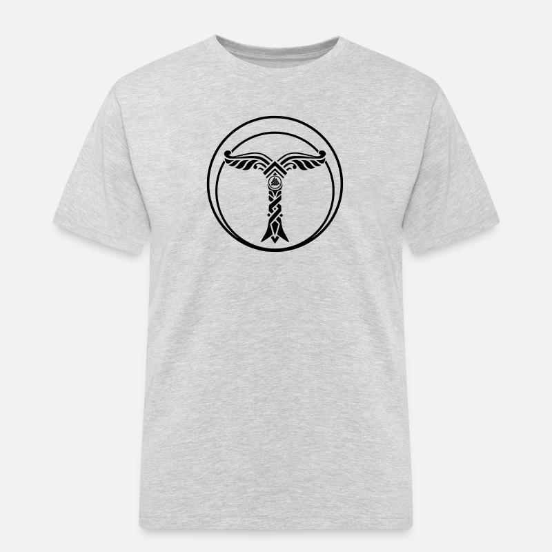 Irminsul mit Valknut - Männer Workwear T-Shirt - Grau meliert