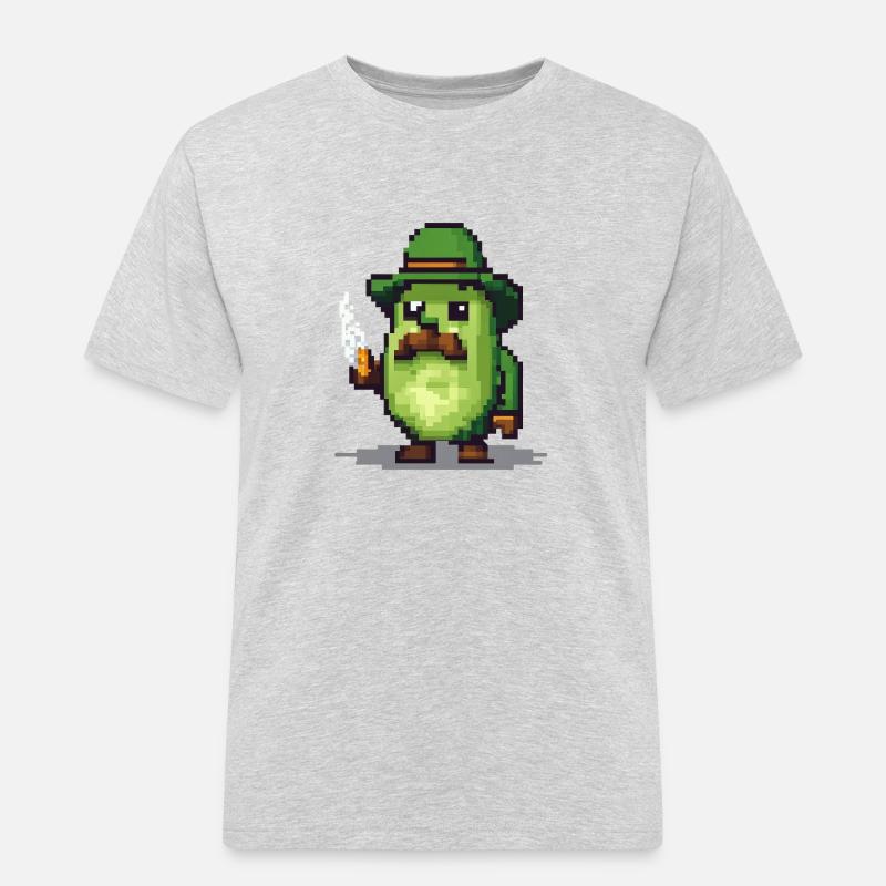 Avocado mit Schnurrbart - Männer Workwear T-Shirt - Grau meliert