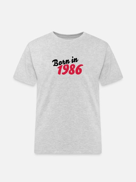 Born in 1986 - Männer Workwear T-Shirt - Grau meliert