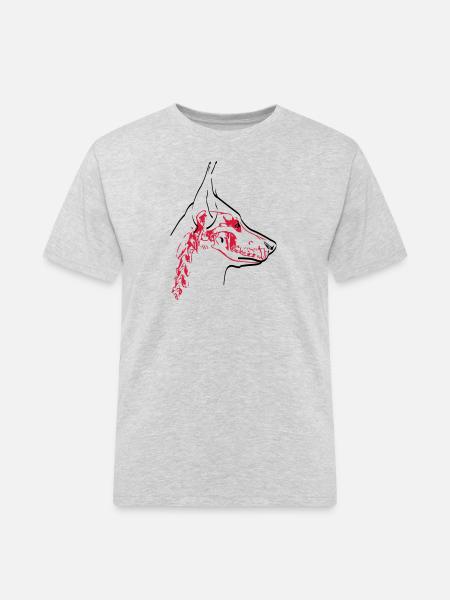 Hunde Skull - Männer Workwear T-Shirt - Grau meliert
