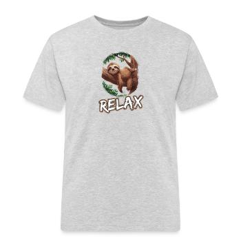 Lustiges Faultier Relax für Kinder - Männer Workwear T-Shirt - Grau meliert - Vorne - AI Model Male 185 dark (185cm)