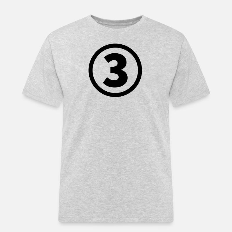 Nummer drei - Männer Workwear T-Shirt - Grau meliert