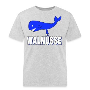 Walnüsse - Lustig Hoden Nüsse Wal Nuß Eier - Männer Workwear T-Shirt - Grau meliert - Vorne - AI Model Male 185 dark (185cm)