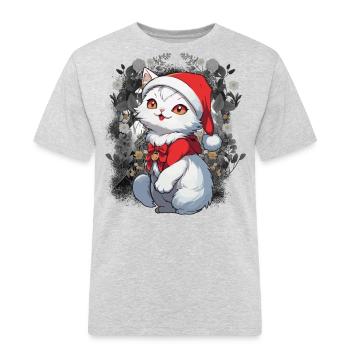 Katze Märchen Märchenfigur Katzen Kater Kind - Männer Workwear T-Shirt - Grau meliert - Vorne - AI Model Male 185 dark (185cm)
