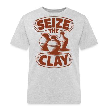 Seize the Clay Funny Pottery Pun for Ceramic Lover - Men's Workwear T-Shirt - heather grey - Front - AI Model Male 185 dark (185cm)