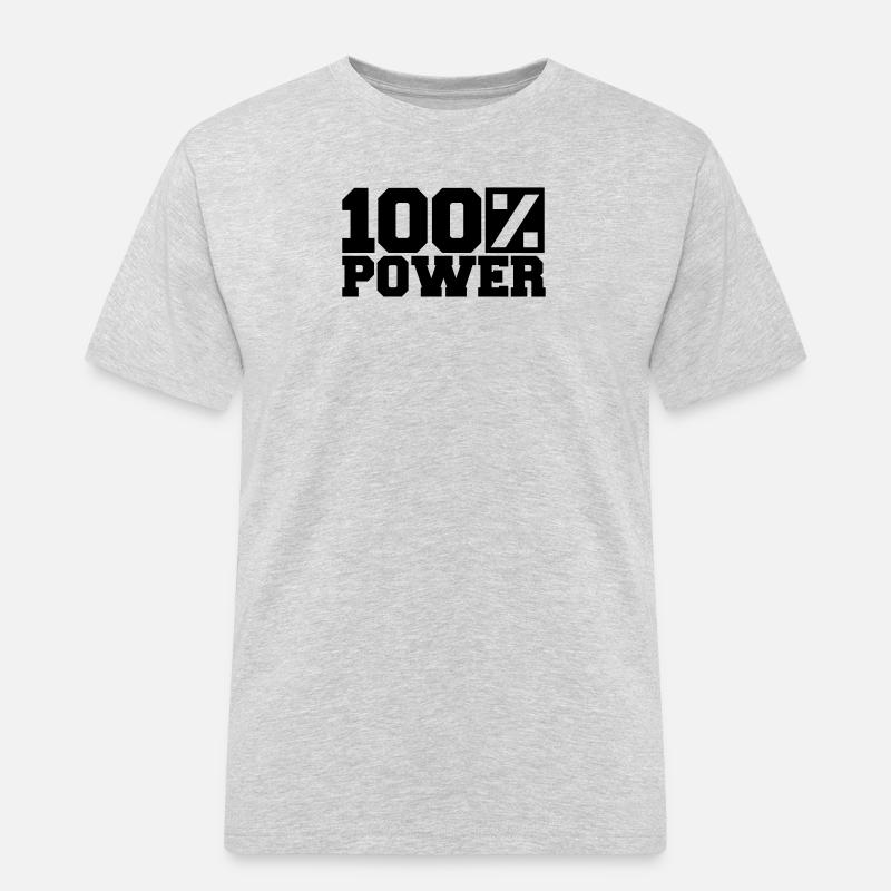 Logo 100 % Power - Männer Workwear T-Shirt - Grau meliert