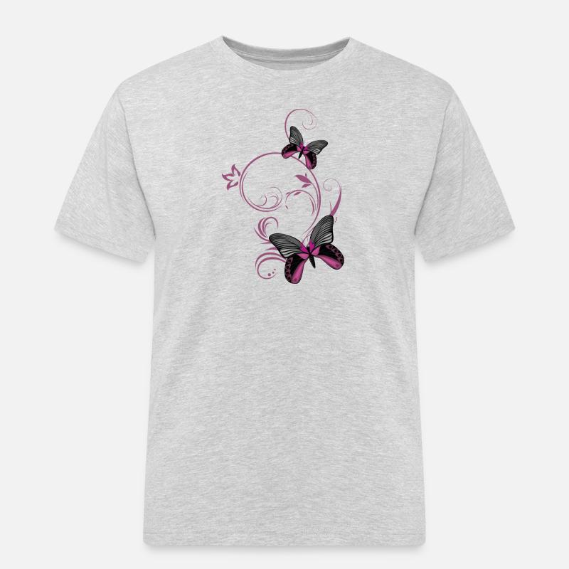 Zwei stilisierte Schmetterlinge - Männer Workwear T-Shirt - Grau meliert
