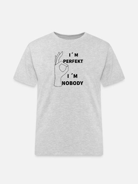 Ich bin perfekt - Männer Workwear T-Shirt - Grau meliert
