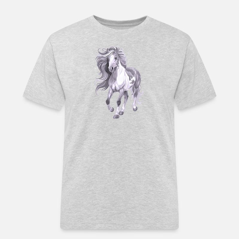 Pferd mit langer Mähne - Männer Workwear T-Shirt - Grau meliert