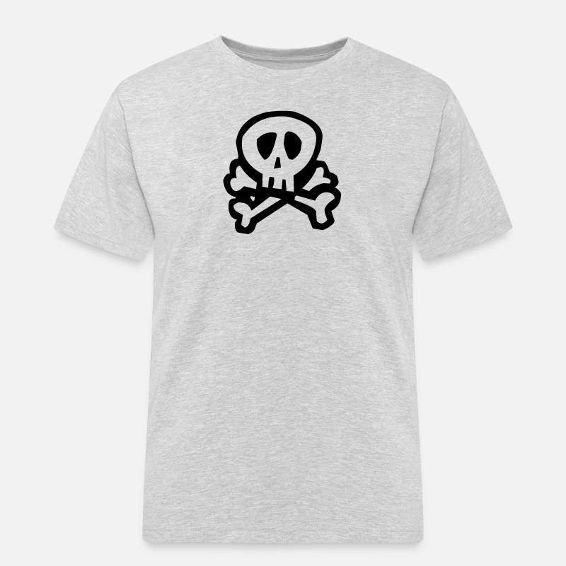 Comic Pirate Skull - Männer Workwear T-Shirt - Grau meliert