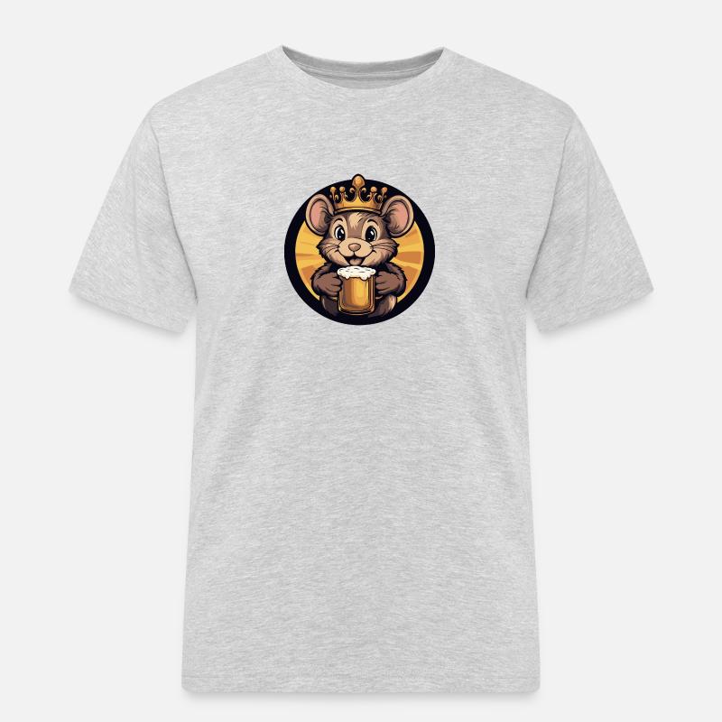 Maus Bier Comic - Männer Workwear T-Shirt - Grau meliert