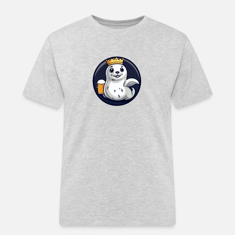 Robbe Tier Bier Comic - Männer Workwear T-Shirt - Grau meliert