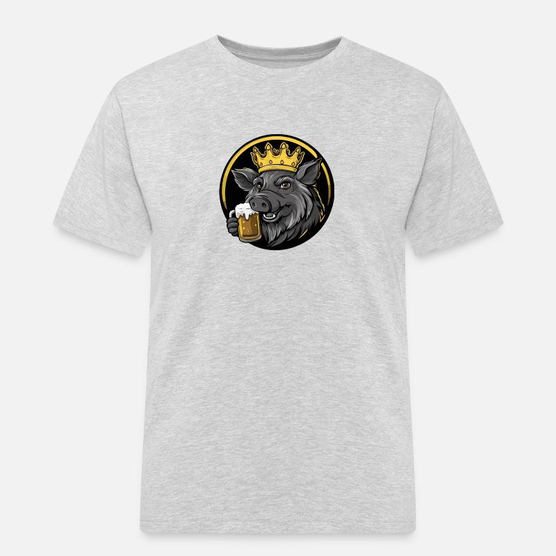 Schwein Bier Comic Wildschwein - Männer Workwear T-Shirt - Grau meliert