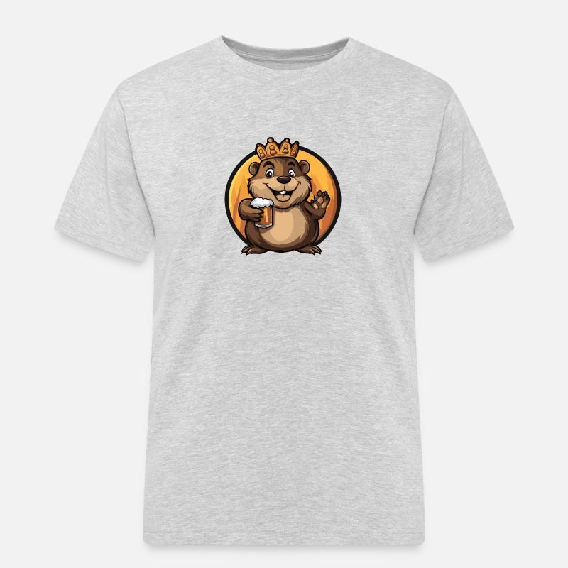 Biber Bier Comic - Männer Workwear T-Shirt - Grau meliert