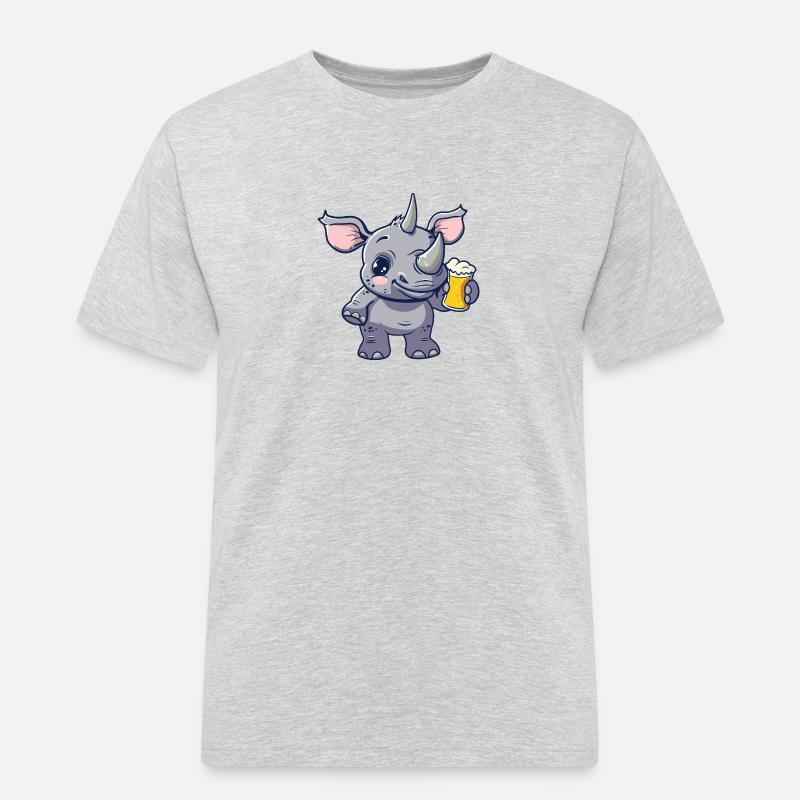 Nashorn Bier Comic Party - Männer Workwear T-Shirt - Grau meliert