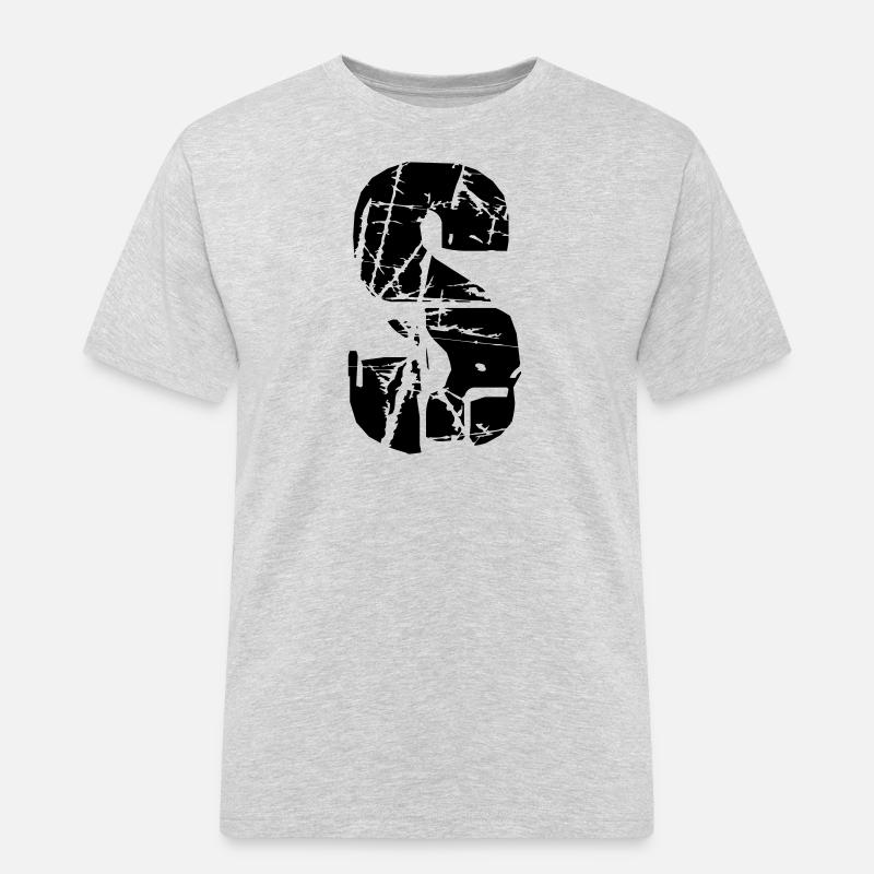 S Buchstabe - Männer Workwear T-Shirt - Grau meliert