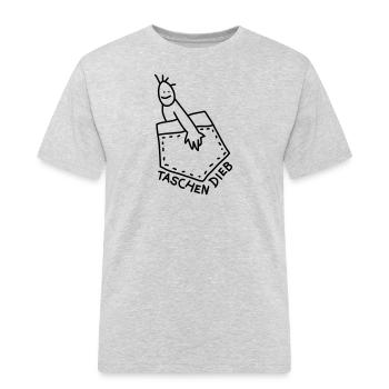 Dieb lustig - Männer Workwear T-Shirt - Grau meliert - Vorne - AI Model Male 185 dark (185cm)