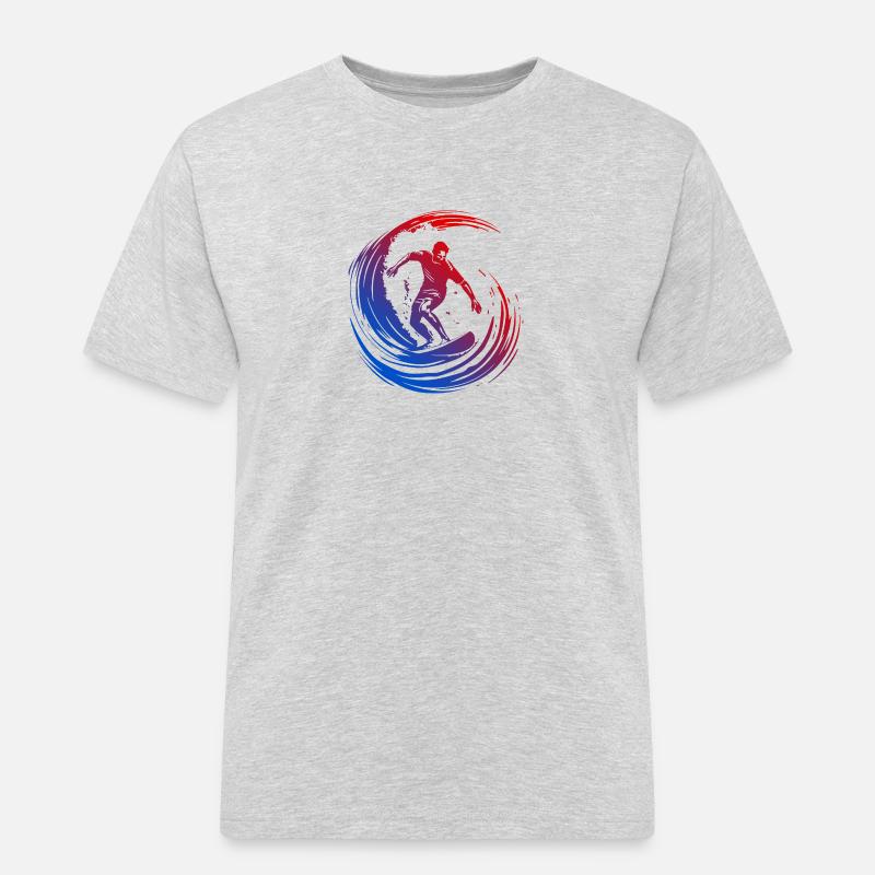 Surfer Silhouette Bunt - Männer Workwear T-Shirt - Grau meliert