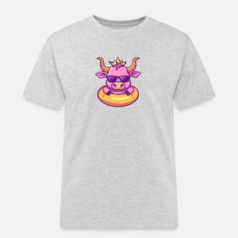 Stier Sommer Comic - Männer Workwear T-Shirt - Grau meliert