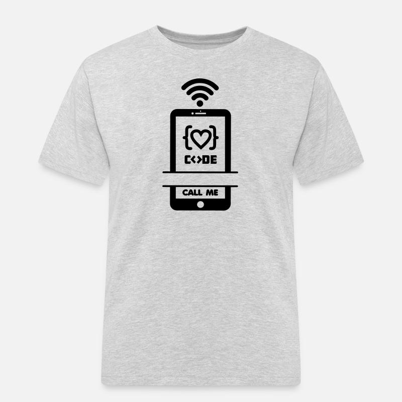 Codist Call me phone code heart - Men's Workwear T-Shirt - heather grey