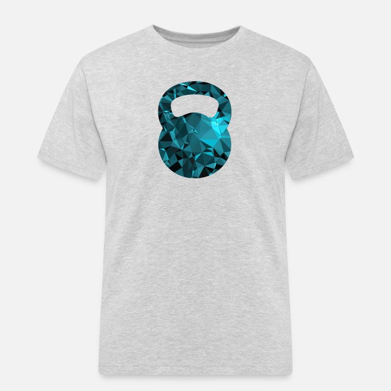 Kettlebell (Low Poly) - Männer Workwear T-Shirt - Grau meliert