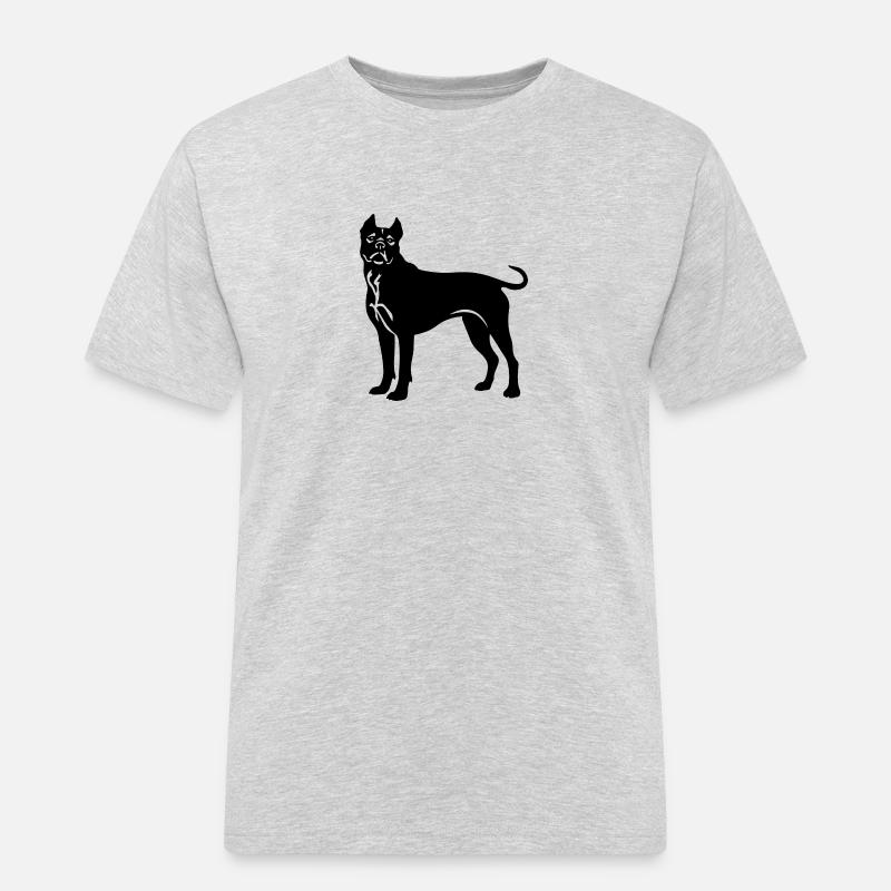 Pit Hund Terrier - Männer Workwear T-Shirt - Grau meliert