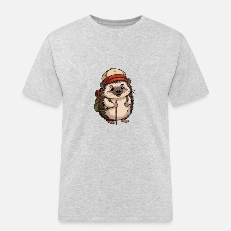Igel mit Rucksack auf Wanderschaft - Männer Workwear T-Shirt - Grau meliert