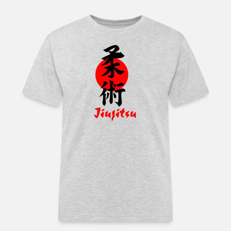 Jiujitsu Logo oder Emblem Kanji schwarz - Männer Workwear T-Shirt - Grau meliert