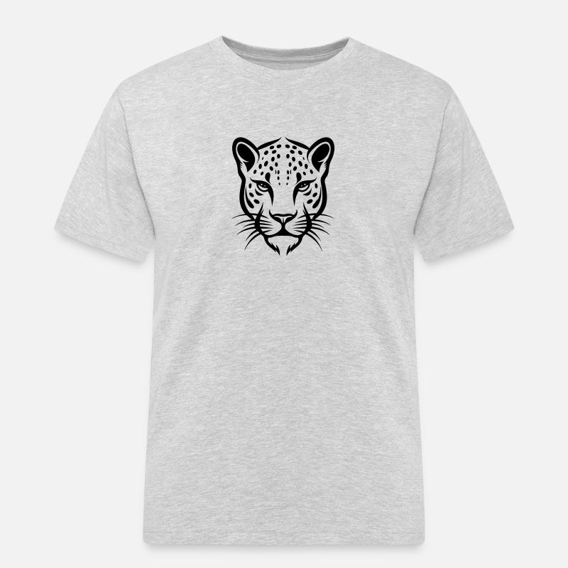 Gepard Kopf - Männer Workwear T-Shirt - Grau meliert