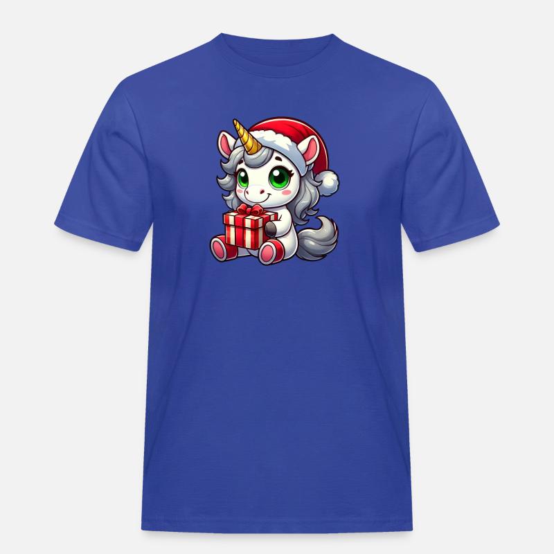 Weihnachtsmann mit Weihnachts-Einhorn - Männer Workwear T-Shirt - Royalblau