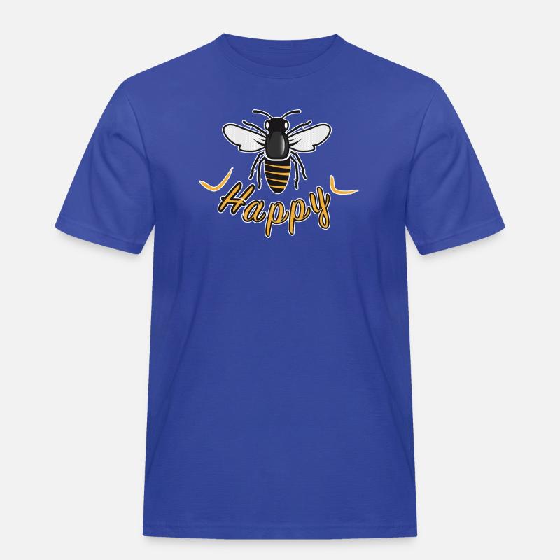Happy bee with 'Happy' lettering - Men's Workwear T-Shirt - royal blue