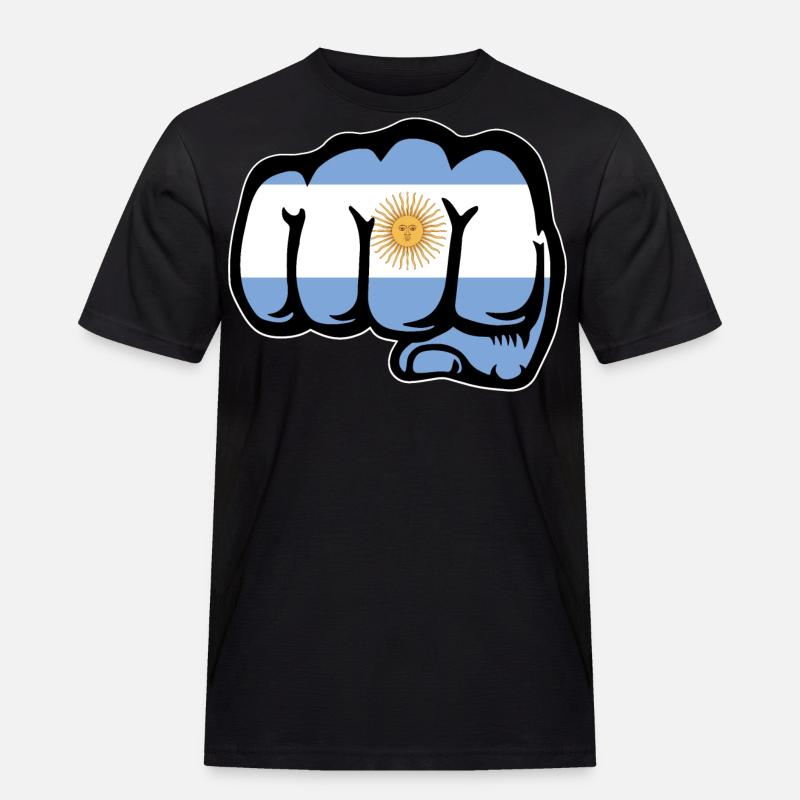 Argentinien Flagge Faust - Männer Workwear T-Shirt - Schwarz