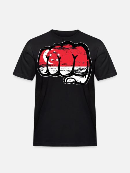 Singapore flag fist hand used - Men's Workwear T-Shirt - black