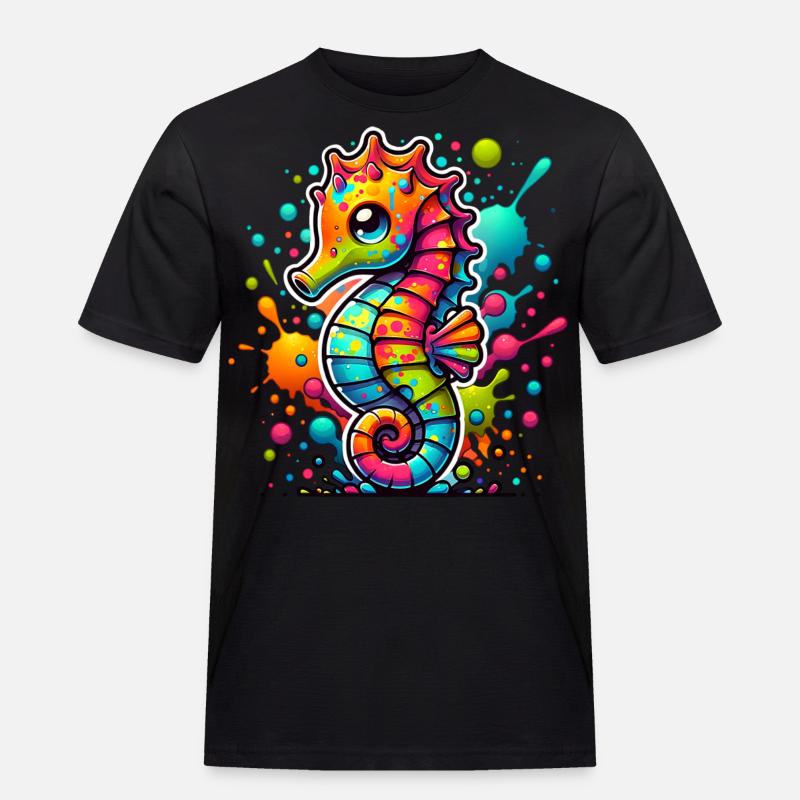Seepferd Seepferdchen - Männer Workwear T-Shirt - Schwarz