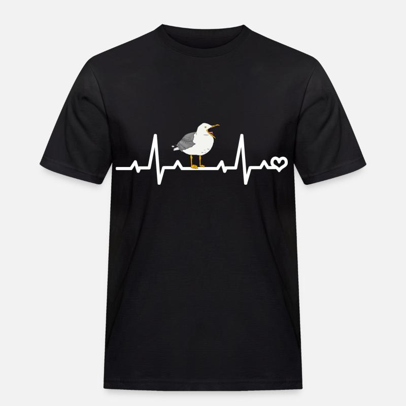 Möwe Herzfrequenz EKG - Männer Workwear T-Shirt - Schwarz