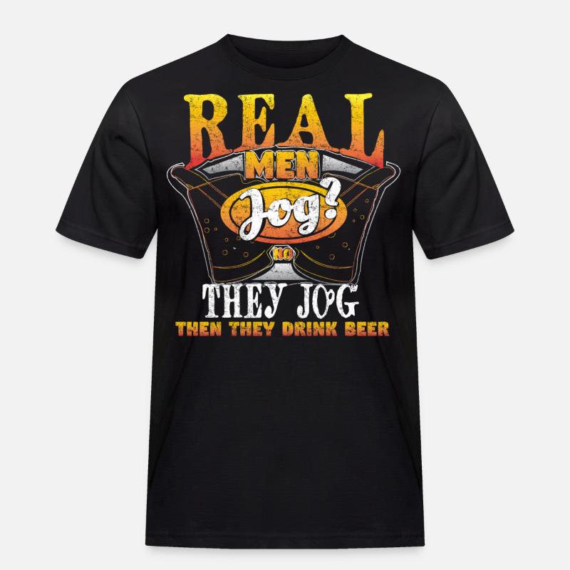 Jogging Bier - Männer Workwear T-Shirt - Schwarz