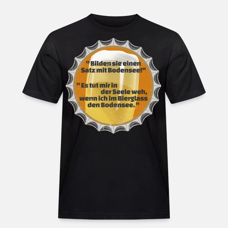 KRONKORKEN BIERDECKEL SPRUCH BODENSEE - Männer Workwear T-Shirt - Schwarz