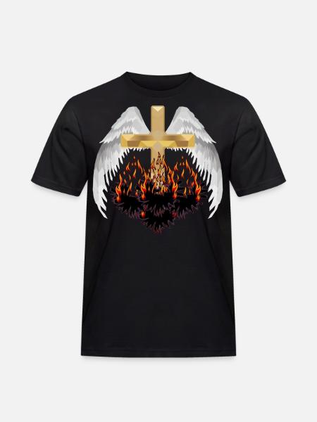 Kryds himlen helvede hinsides reinkarnation Satan - Herre Workwear T-Shirt - sort