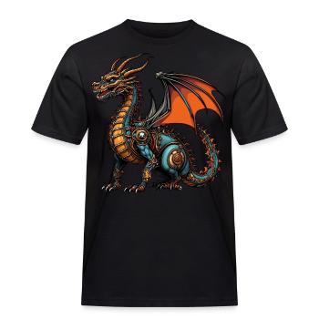 Drache - Männer Workwear T-Shirt - Schwarz - Vorne - AI Model Male 178 light (178cm)